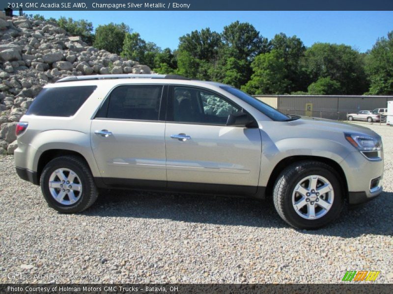 Champagne Silver Metallic / Ebony 2014 GMC Acadia SLE AWD
