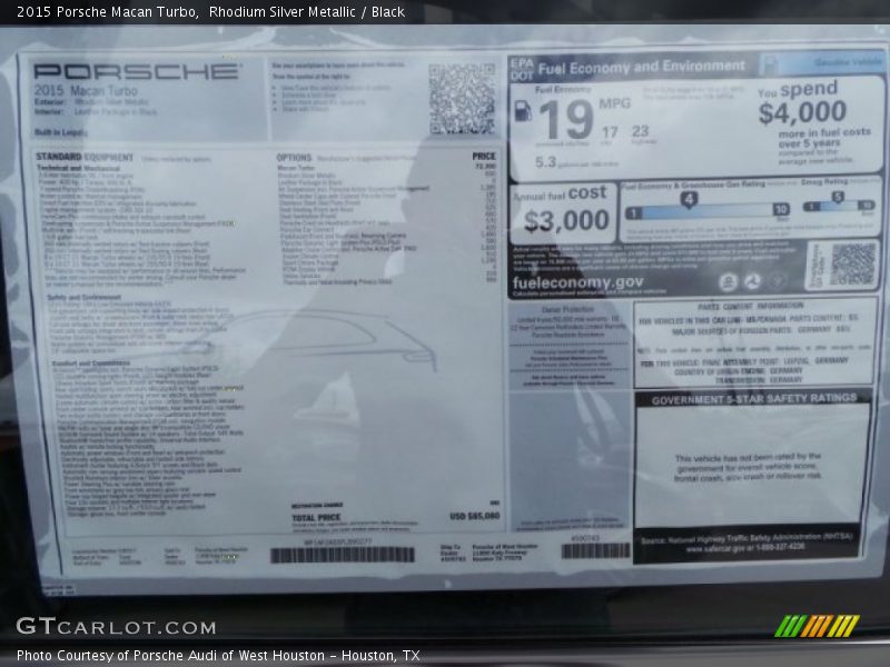  2015 Macan Turbo Window Sticker