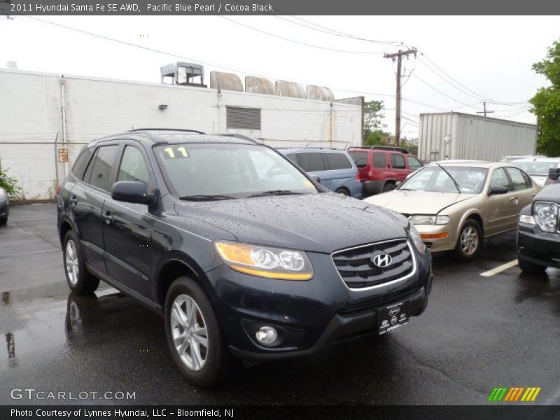 Pacific Blue Pearl / Cocoa Black 2011 Hyundai Santa Fe SE AWD