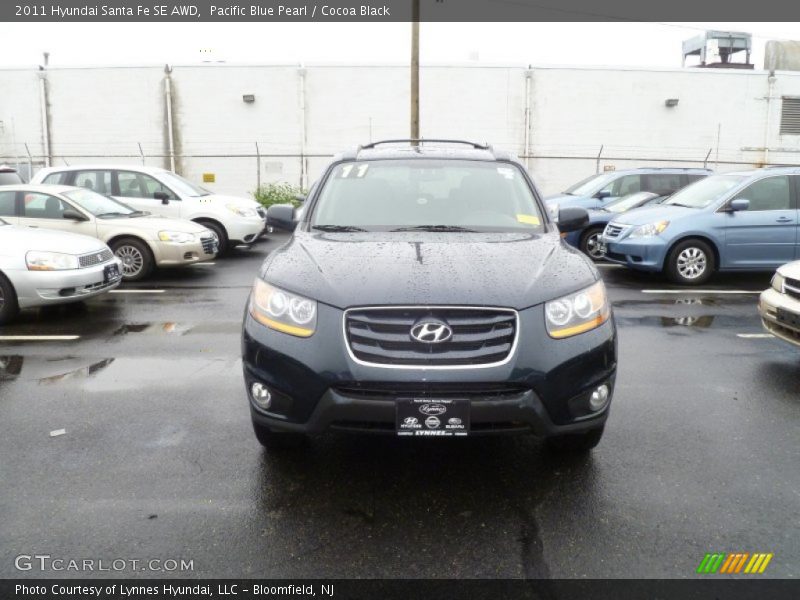 Pacific Blue Pearl / Cocoa Black 2011 Hyundai Santa Fe SE AWD