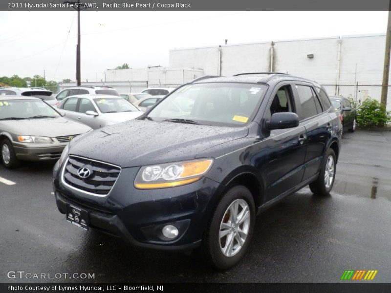 Pacific Blue Pearl / Cocoa Black 2011 Hyundai Santa Fe SE AWD