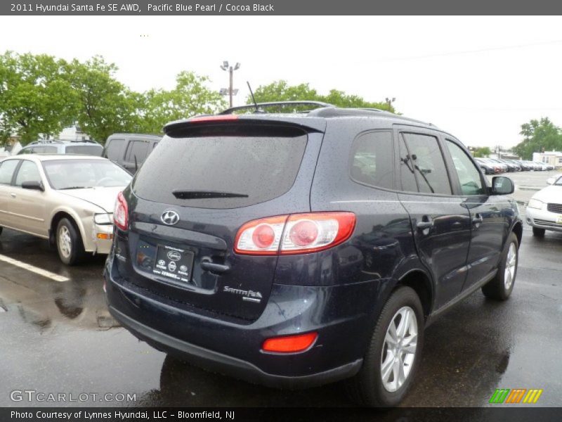 Pacific Blue Pearl / Cocoa Black 2011 Hyundai Santa Fe SE AWD