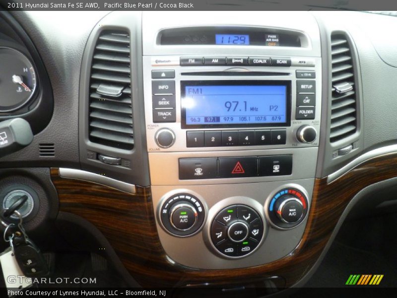 Pacific Blue Pearl / Cocoa Black 2011 Hyundai Santa Fe SE AWD