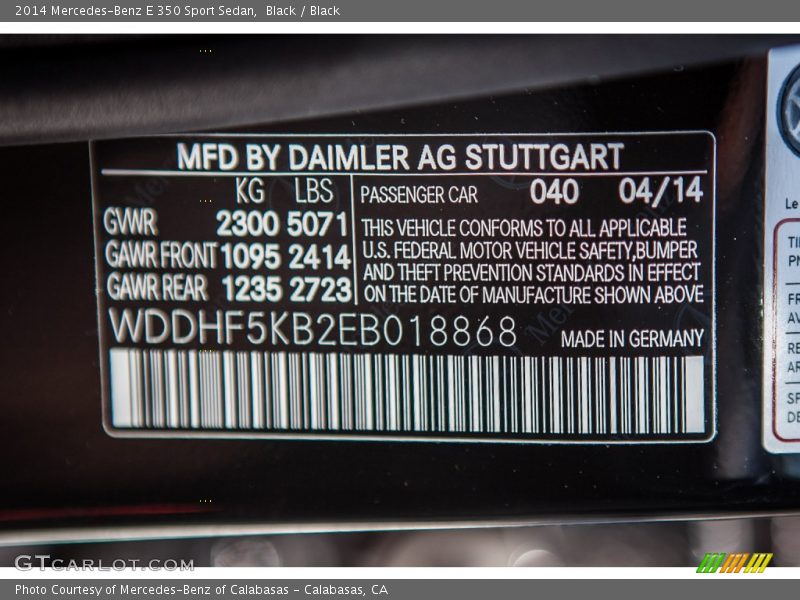 Black / Black 2014 Mercedes-Benz E 350 Sport Sedan