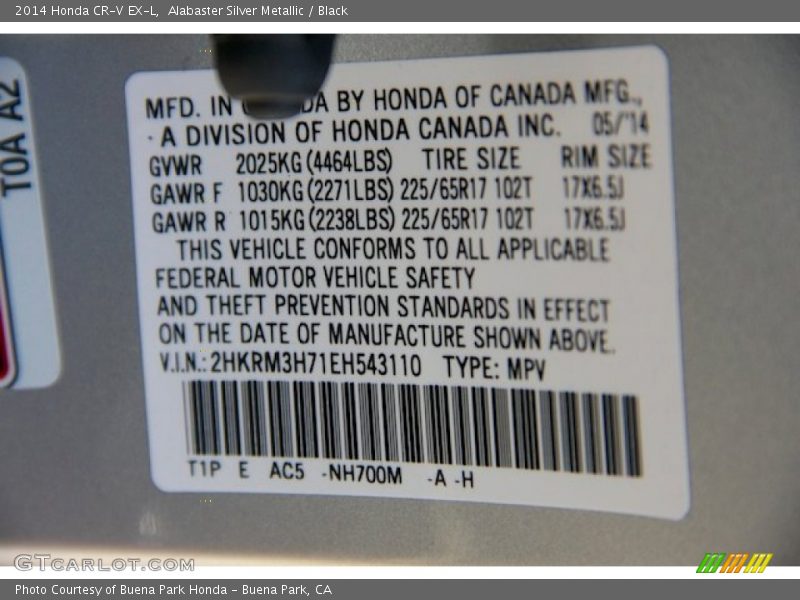 Alabaster Silver Metallic / Black 2014 Honda CR-V EX-L