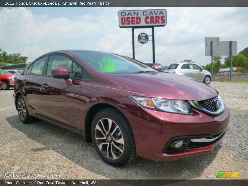 Crimson Red Pearl / Beige 2013 Honda Civic EX-L Sedan