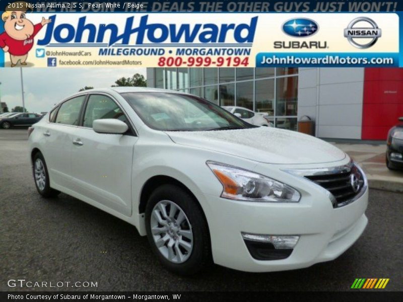 Pearl White / Beige 2015 Nissan Altima 2.5 S