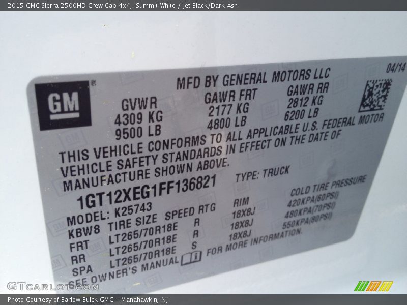 Summit White / Jet Black/Dark Ash 2015 GMC Sierra 2500HD Crew Cab 4x4