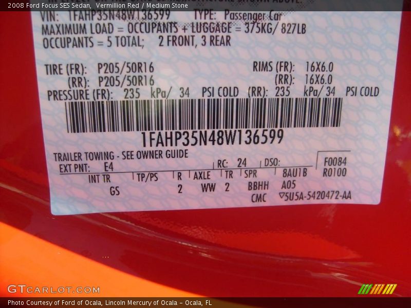 Vermillion Red / Medium Stone 2008 Ford Focus SES Sedan