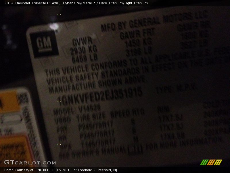 Cyber Grey Metallic / Dark Titanium/Light Titanium 2014 Chevrolet Traverse LS AWD