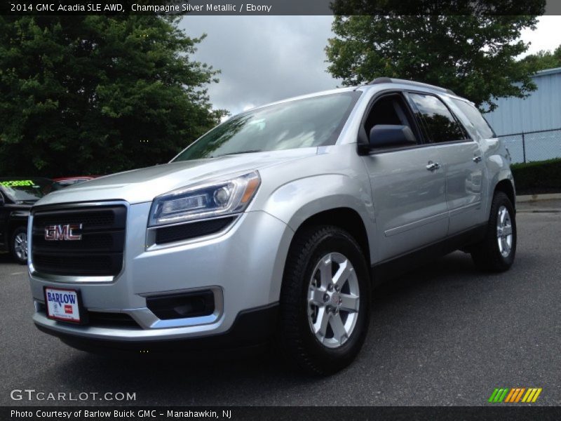 Champagne Silver Metallic / Ebony 2014 GMC Acadia SLE AWD