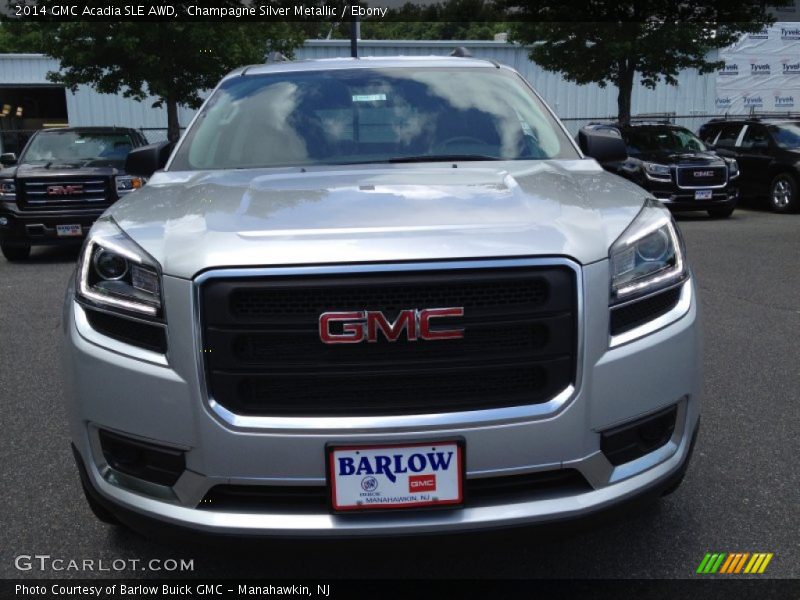 Champagne Silver Metallic / Ebony 2014 GMC Acadia SLE AWD