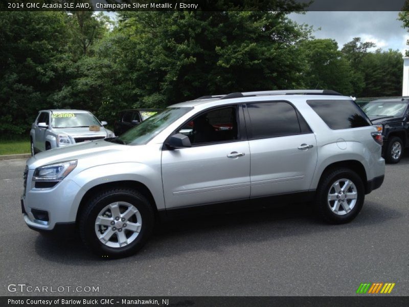 Champagne Silver Metallic / Ebony 2014 GMC Acadia SLE AWD