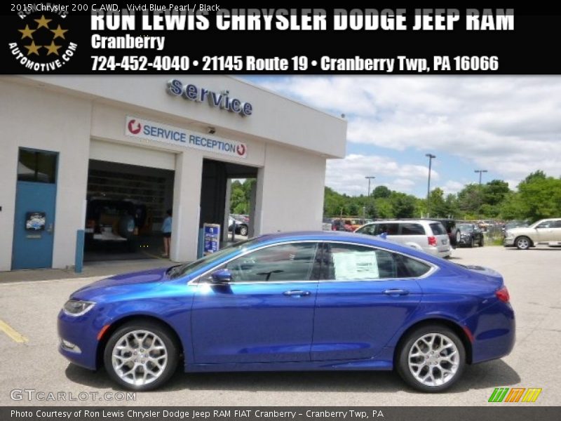 Vivid Blue Pearl / Black 2015 Chrysler 200 C AWD