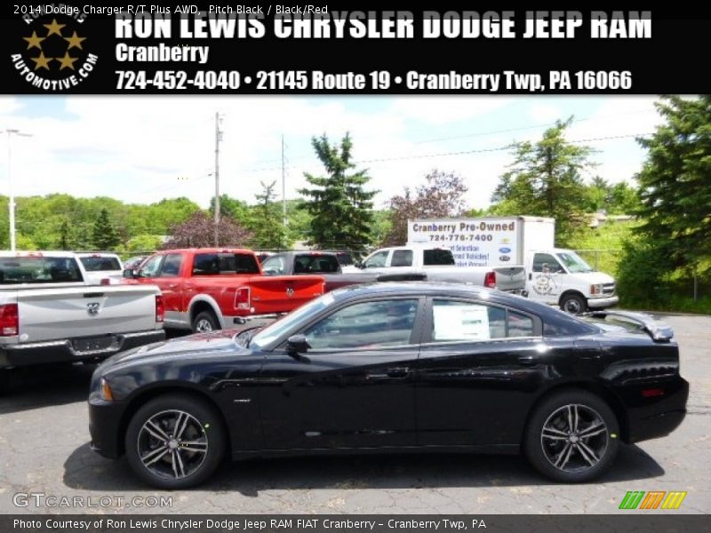 Pitch Black / Black/Red 2014 Dodge Charger R/T Plus AWD