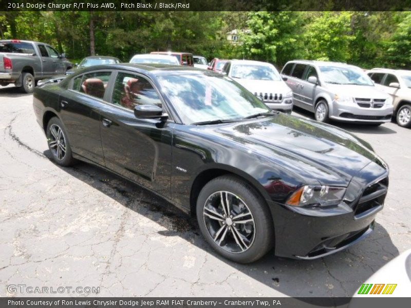Pitch Black / Black/Red 2014 Dodge Charger R/T Plus AWD