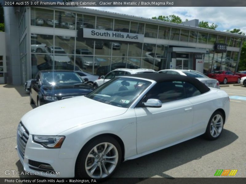 Glacier White Metallic / Black/Magma Red 2014 Audi S5 3.0T Premium Plus quattro Cabriolet