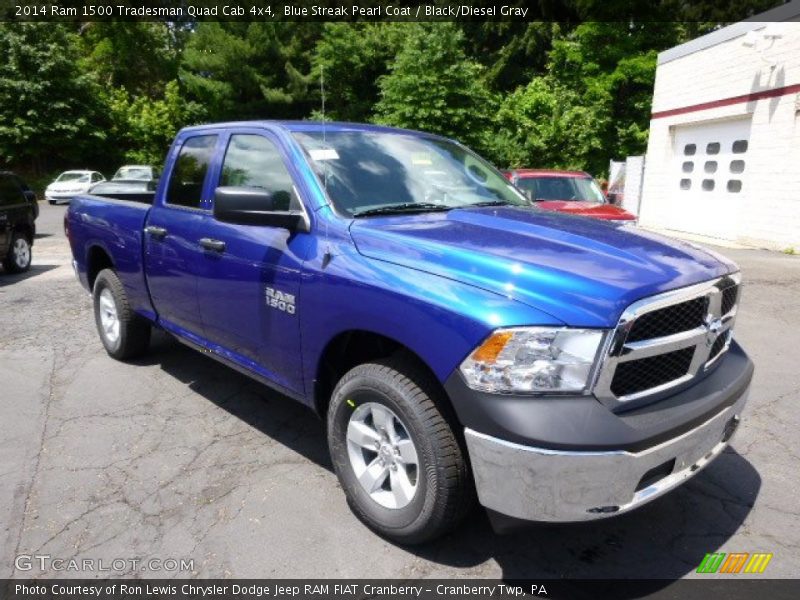 Blue Streak Pearl Coat / Black/Diesel Gray 2014 Ram 1500 Tradesman Quad Cab 4x4