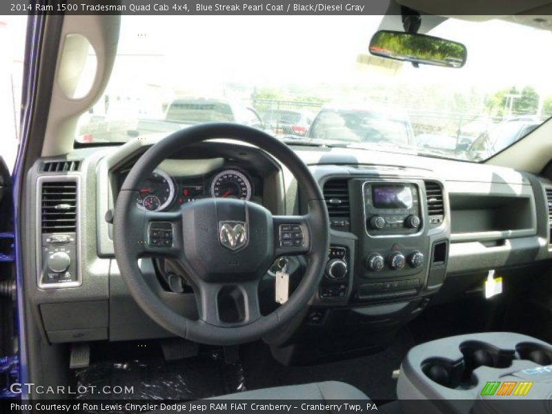 Blue Streak Pearl Coat / Black/Diesel Gray 2014 Ram 1500 Tradesman Quad Cab 4x4