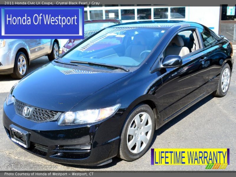 Crystal Black Pearl / Gray 2011 Honda Civic LX Coupe