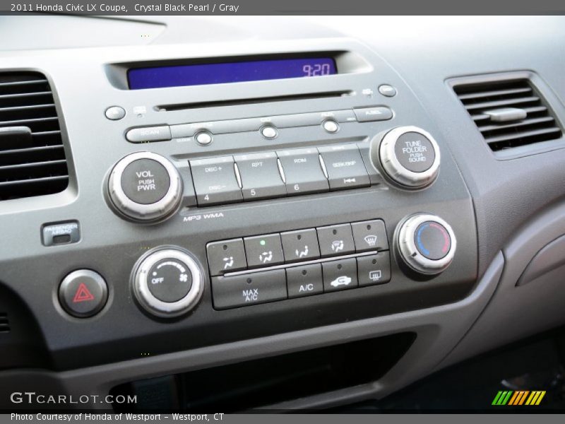 Crystal Black Pearl / Gray 2011 Honda Civic LX Coupe