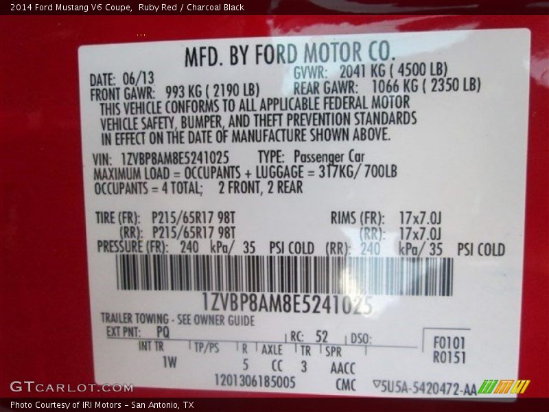 Ruby Red / Charcoal Black 2014 Ford Mustang V6 Coupe