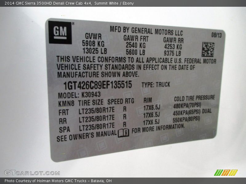 Summit White / Ebony 2014 GMC Sierra 3500HD Denali Crew Cab 4x4