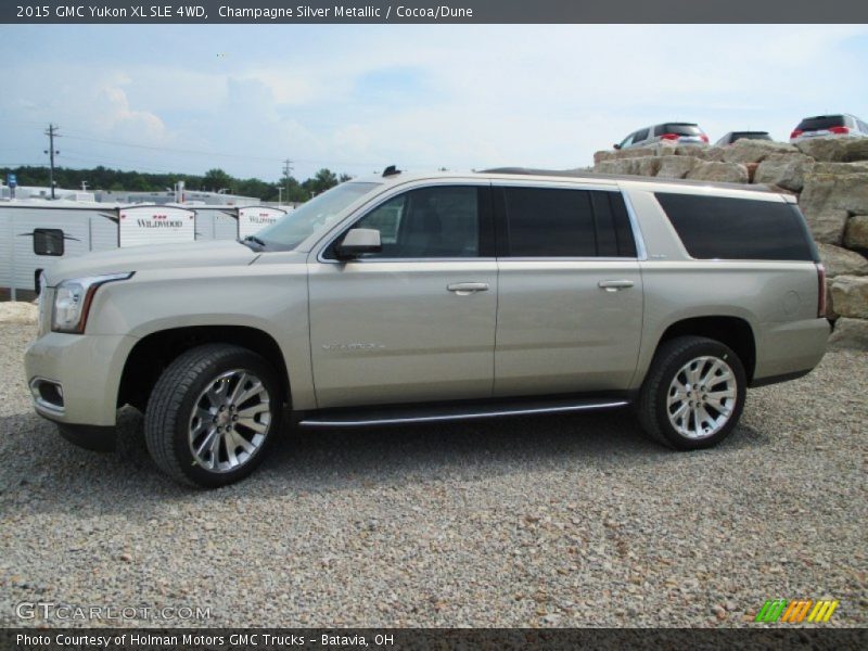 Champagne Silver Metallic / Cocoa/Dune 2015 GMC Yukon XL SLE 4WD