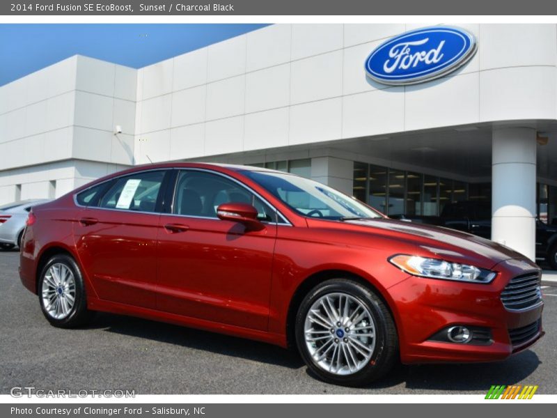 Sunset / Charcoal Black 2014 Ford Fusion SE EcoBoost