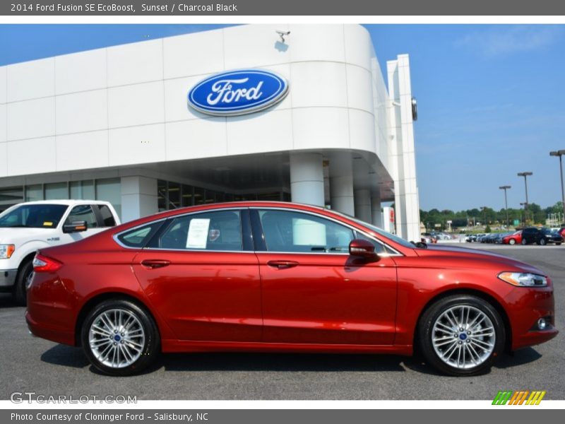 Sunset / Charcoal Black 2014 Ford Fusion SE EcoBoost