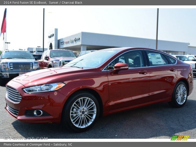 Sunset / Charcoal Black 2014 Ford Fusion SE EcoBoost