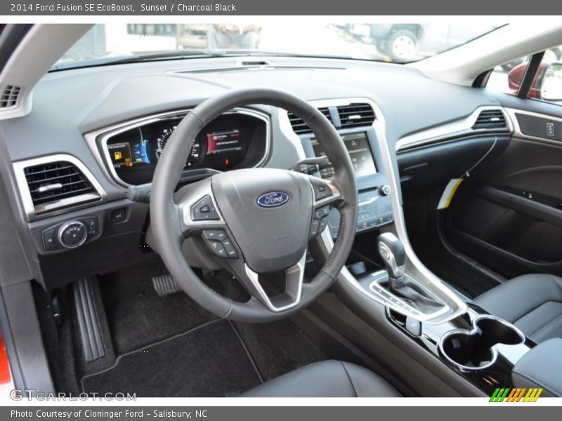 Sunset / Charcoal Black 2014 Ford Fusion SE EcoBoost