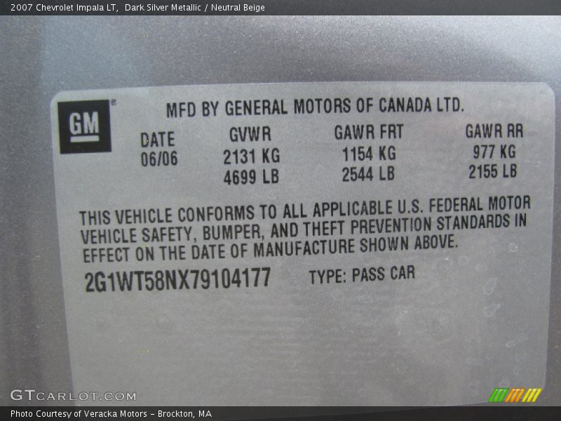 Dark Silver Metallic / Neutral Beige 2007 Chevrolet Impala LT