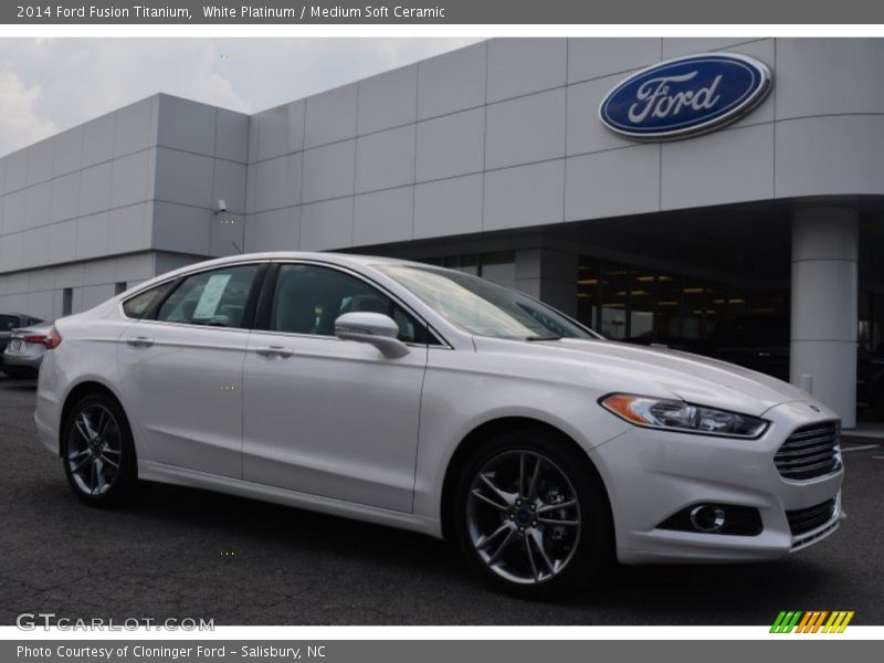 White Platinum / Medium Soft Ceramic 2014 Ford Fusion Titanium