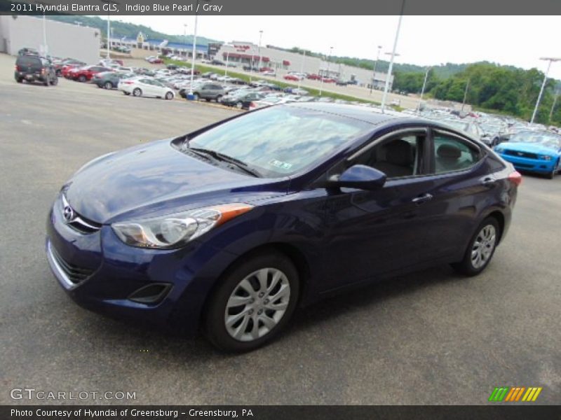 Indigo Blue Pearl / Gray 2011 Hyundai Elantra GLS