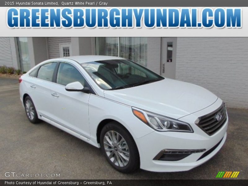 Quartz White Pearl / Gray 2015 Hyundai Sonata Limited