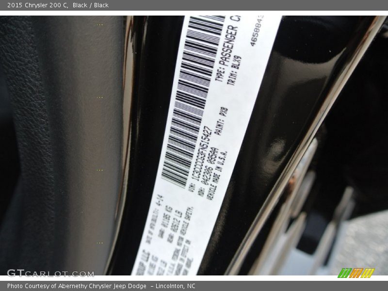 Black / Black 2015 Chrysler 200 C