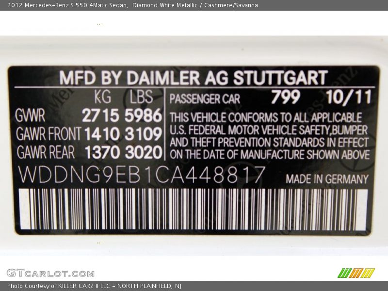 Diamond White Metallic / Cashmere/Savanna 2012 Mercedes-Benz S 550 4Matic Sedan