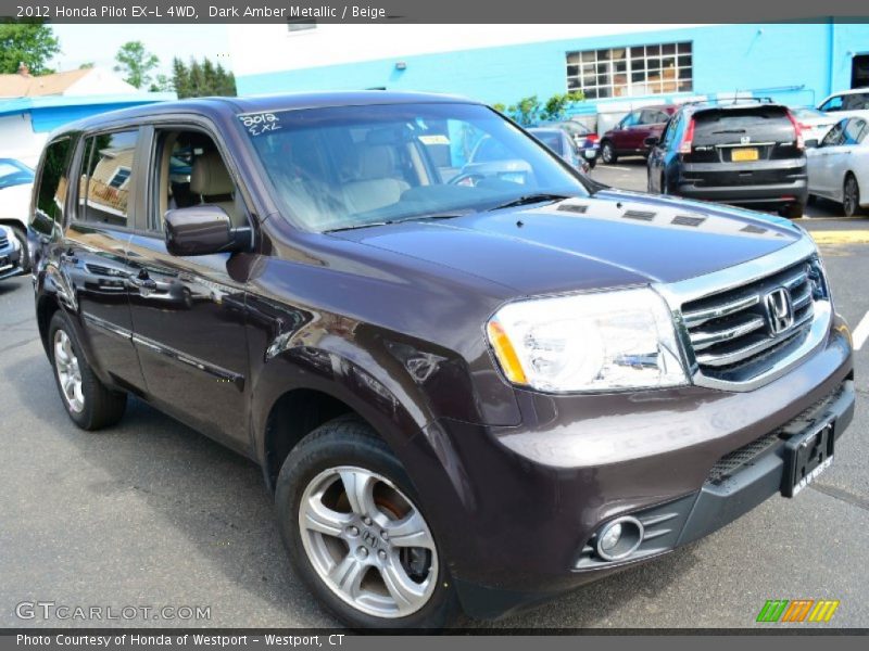 Dark Amber Metallic / Beige 2012 Honda Pilot EX-L 4WD