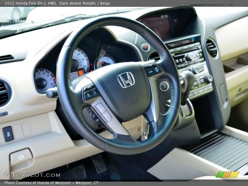 Dark Amber Metallic / Beige 2012 Honda Pilot EX-L 4WD