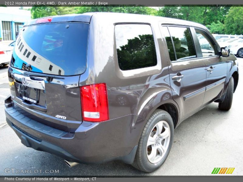 Dark Amber Metallic / Beige 2012 Honda Pilot EX-L 4WD