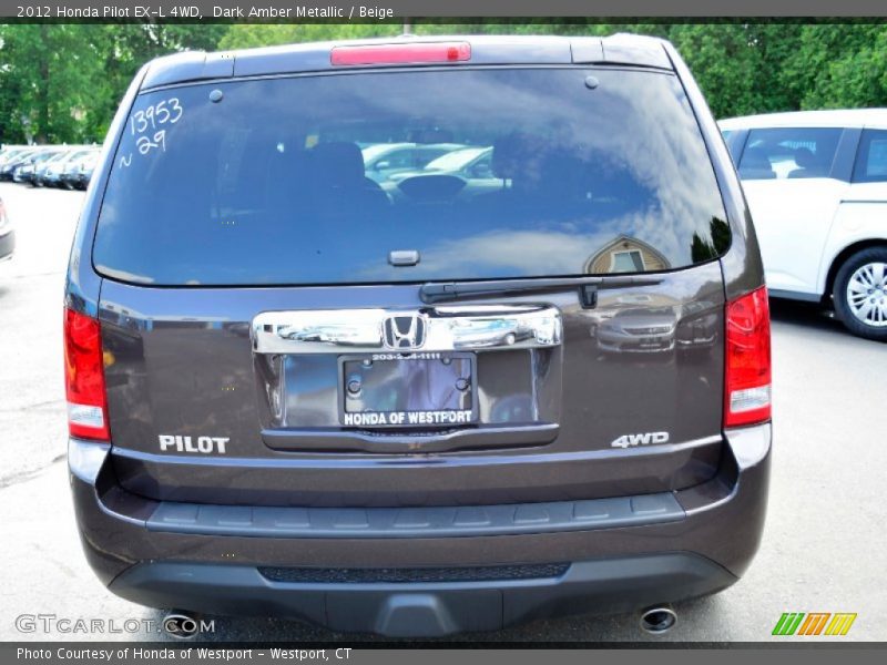Dark Amber Metallic / Beige 2012 Honda Pilot EX-L 4WD