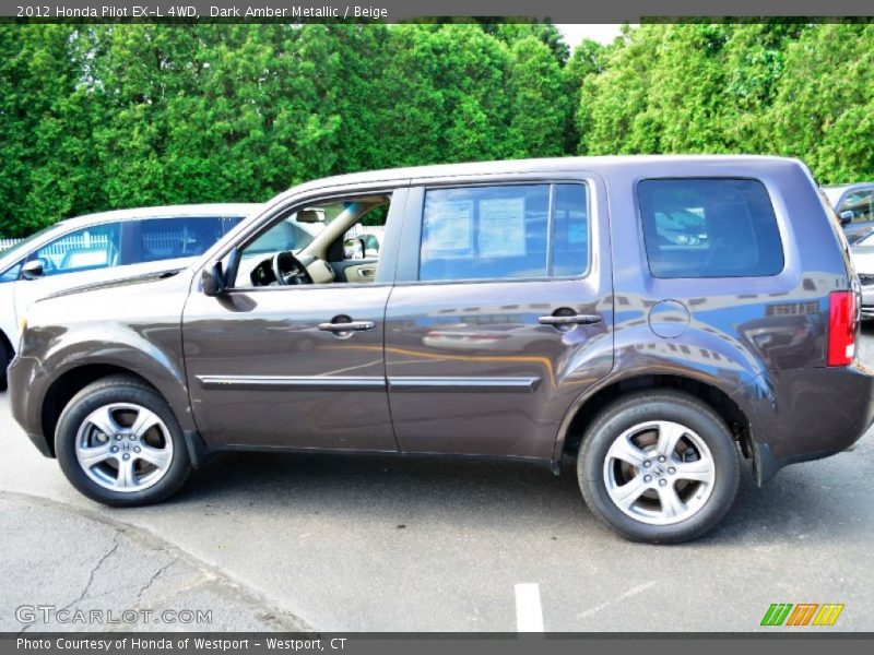 Dark Amber Metallic / Beige 2012 Honda Pilot EX-L 4WD