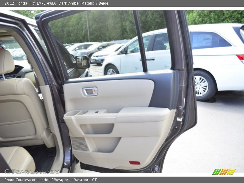Dark Amber Metallic / Beige 2012 Honda Pilot EX-L 4WD
