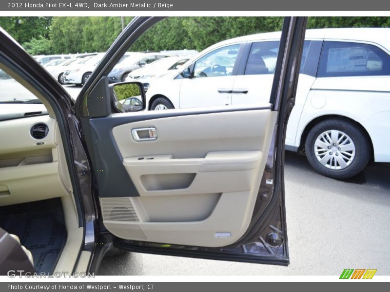 Dark Amber Metallic / Beige 2012 Honda Pilot EX-L 4WD