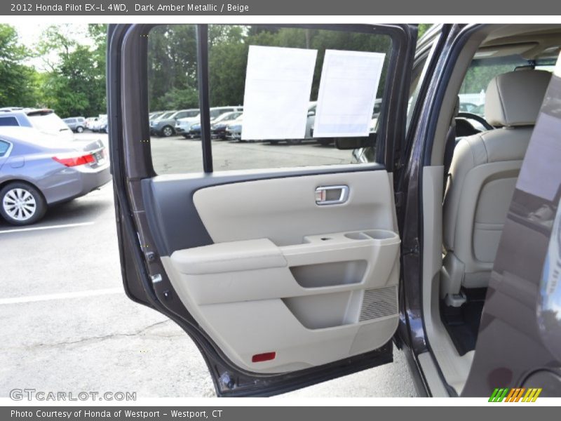Dark Amber Metallic / Beige 2012 Honda Pilot EX-L 4WD
