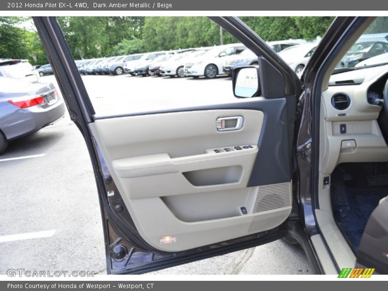 Dark Amber Metallic / Beige 2012 Honda Pilot EX-L 4WD