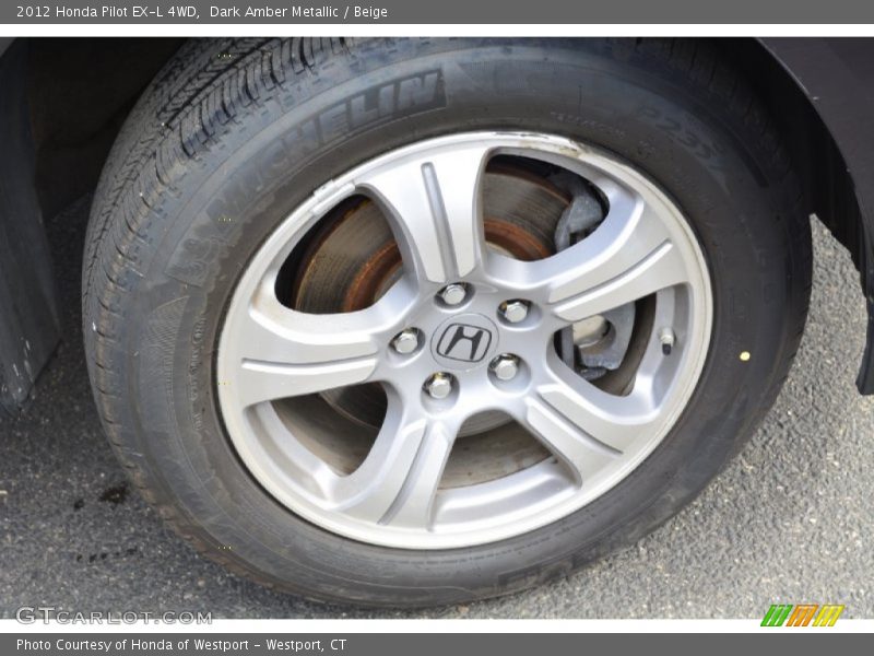 Dark Amber Metallic / Beige 2012 Honda Pilot EX-L 4WD