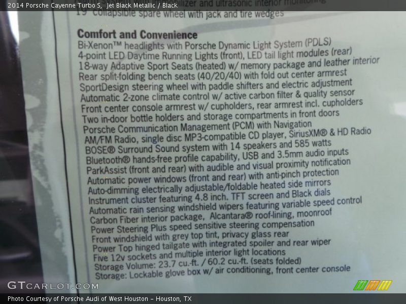  2014 Cayenne Turbo S Window Sticker