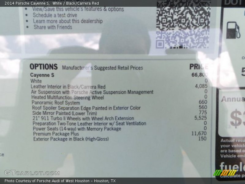  2014 Cayenne S Window Sticker